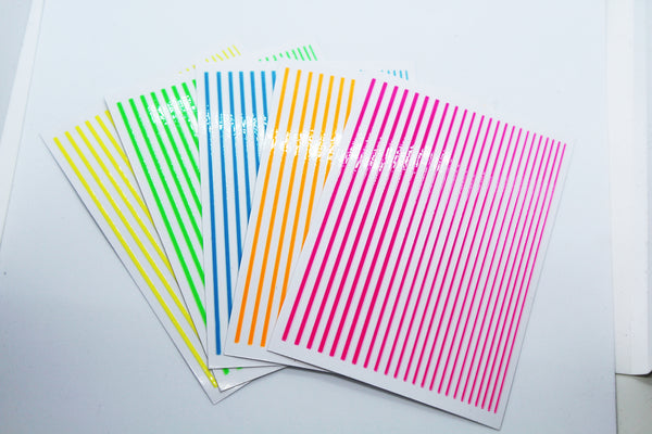 Neon strip stickers, 1 sheet