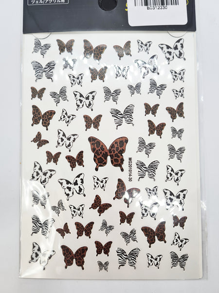Butterfly nail stickers. Animal print