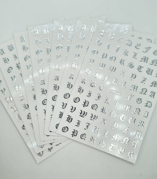 Old English letter nail stickers