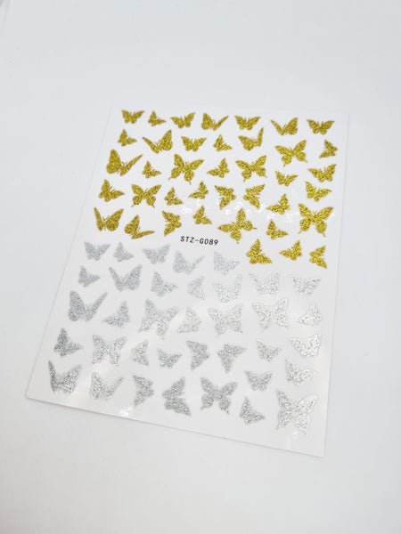 Gold and Silver Butterfly Stickers