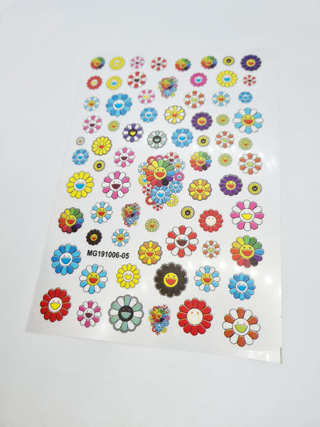 Flower Smiley Nail Stickers