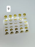 Variety of gold nail art stickers. Please match picture number with style number