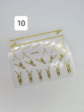 Variety of gold nail art stickers. Please match picture number with style number