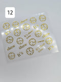 Variety of gold nail art stickers. Please match picture number with style number