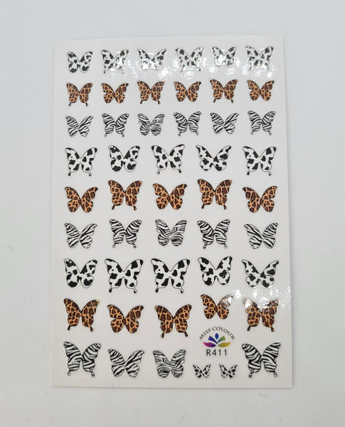 Animal print nail butterfly stickers
