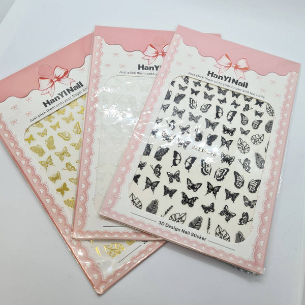 Butterfly nail stickers, 3 options